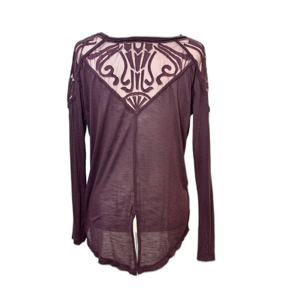 Free People Size SP The Gatsby Purple Embroidered Tunic Top Boho Minimalist - Picture 8 of 13